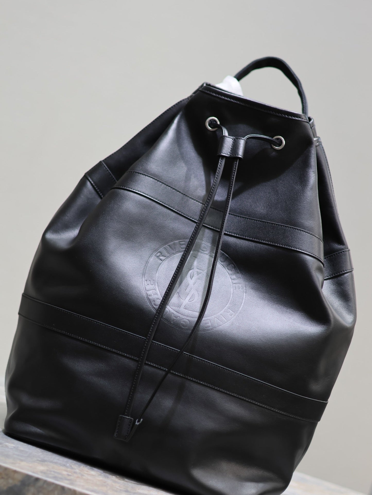 Luxury Saint Laurent RIVE GAUCHE BACKPACK 49 IN BLACK CALFSKIN