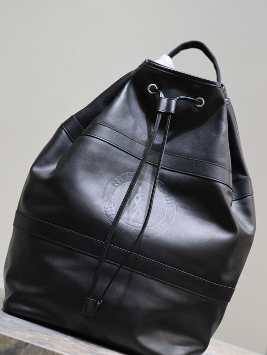 Luxury Saint Laurent RIVE GAUCHE BACKPACK 49 IN BLACK CALFSKIN