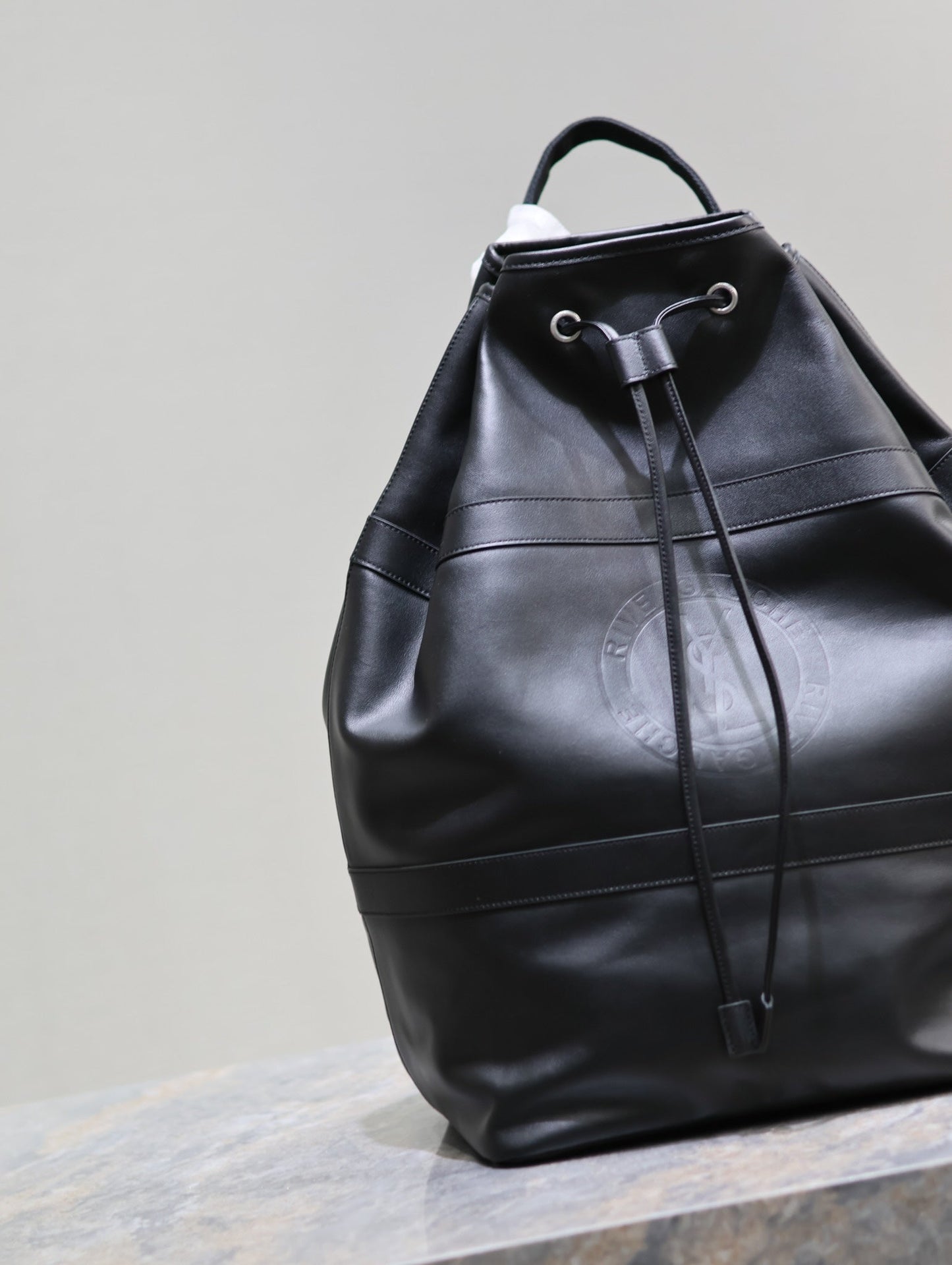 Luxury Saint Laurent RIVE GAUCHE BACKPACK 49 IN BLACK CALFSKIN
