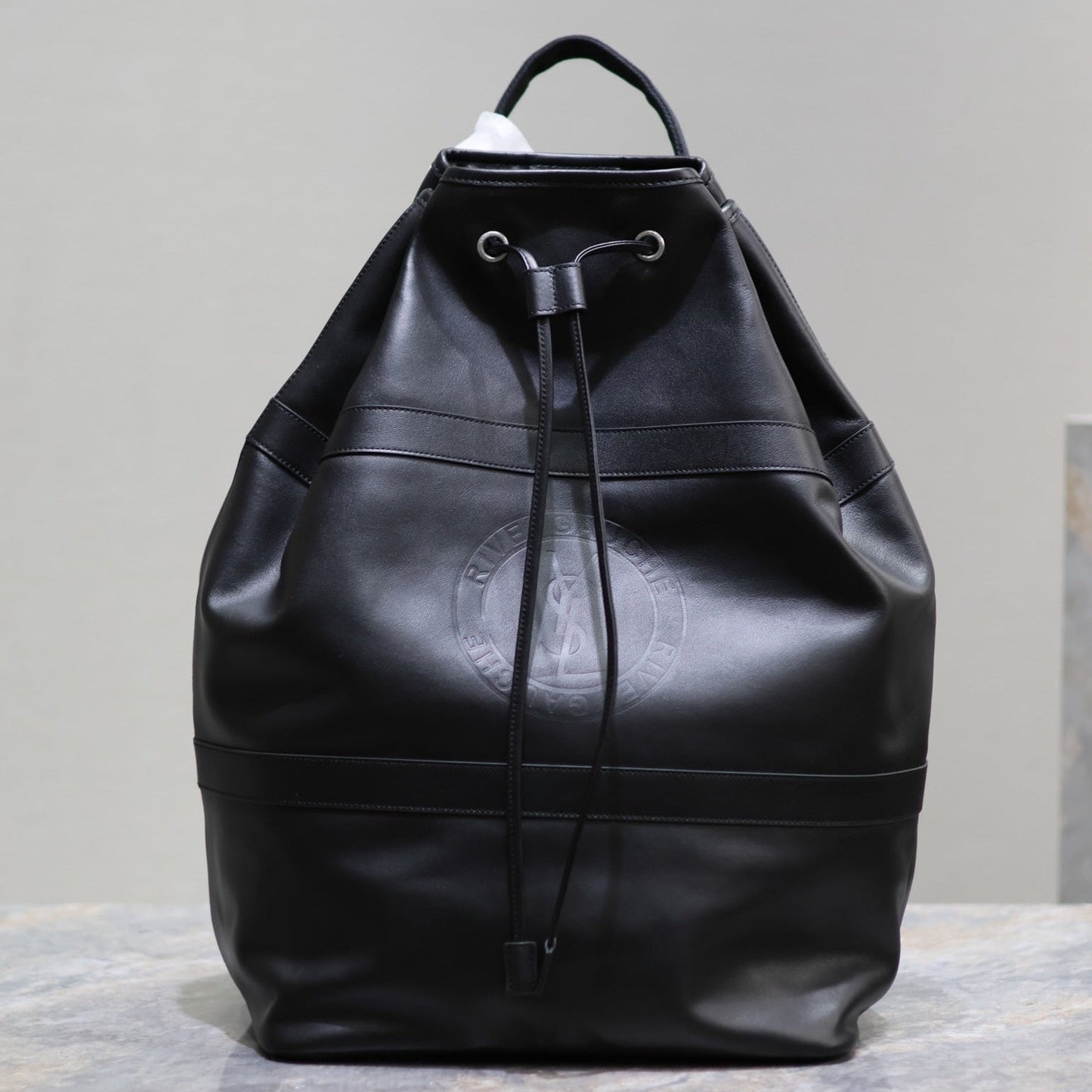 Luxury Saint Laurent RIVE GAUCHE BACKPACK 49 IN BLACK CALFSKIN