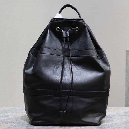Luxury Saint Laurent RIVE GAUCHE BACKPACK 49 IN BLACK CALFSKIN