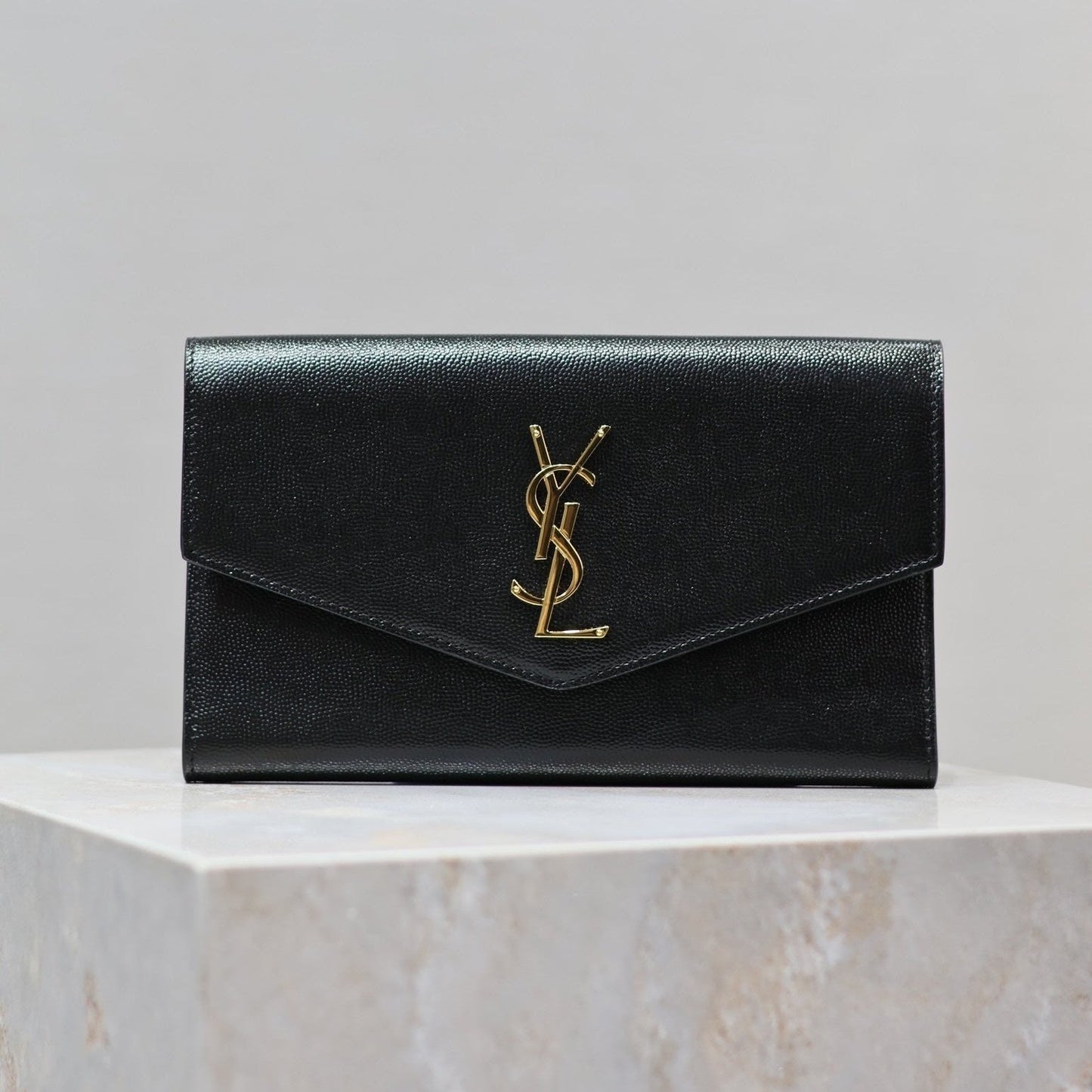 Luxury Saint Laurent UPTOWN WALLET 21 IN BLACK CALFSKIN GOLD LOGO