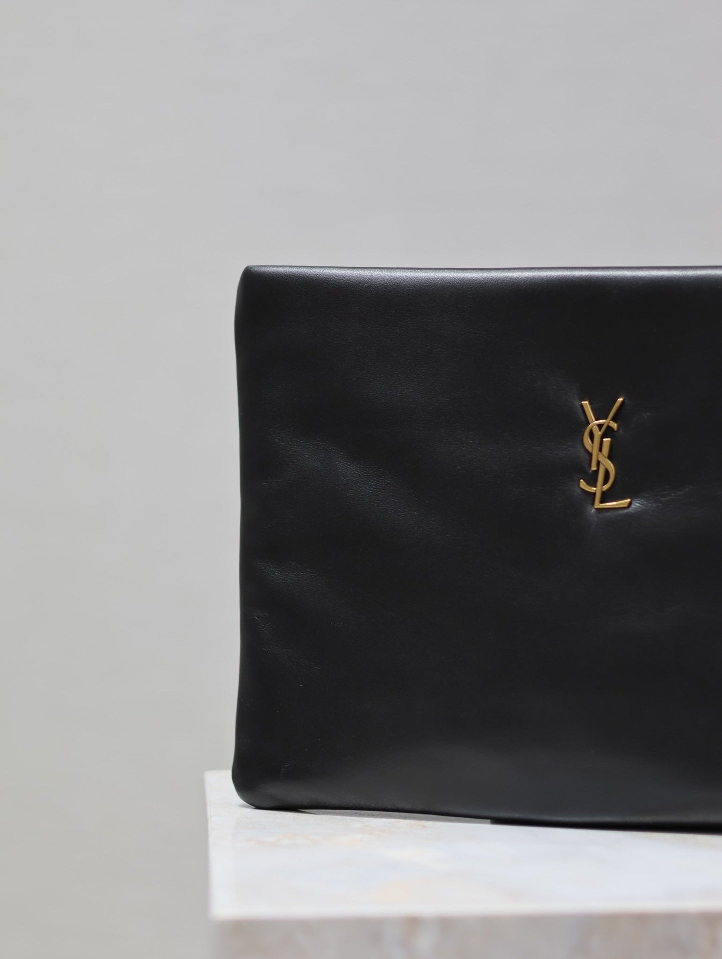 Luxury Saint Laurent CALYPSO LARGE POUCH 30 IN BLACK SMOOTH LAMBSKIN