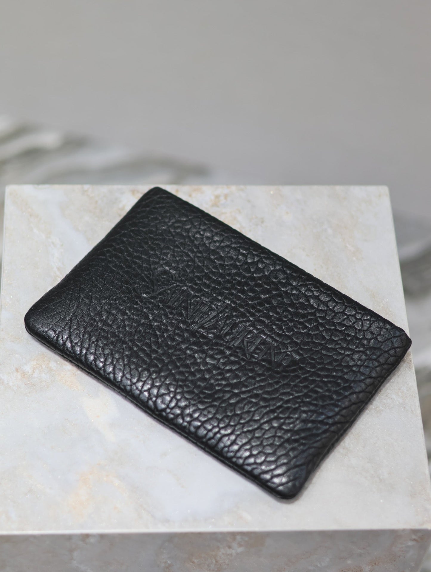 Luxury Saint Laurent POUCH WITH ELEPHANT TEXTURE 23 IN BLACK LAMBSKIN LOGO EMBOSSED