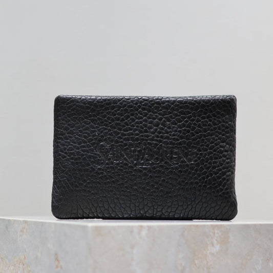 Luxury Saint Laurent POUCH WITH ELEPHANT TEXTURE 23 IN BLACK LAMBSKIN LOGO EMBOSSED