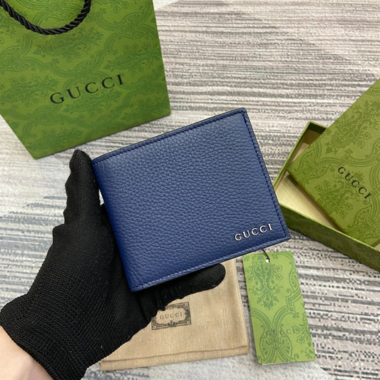 Luxury Gucci BIFOLD WALLET 11 IN CLASSIC BLUE CALFSKIN