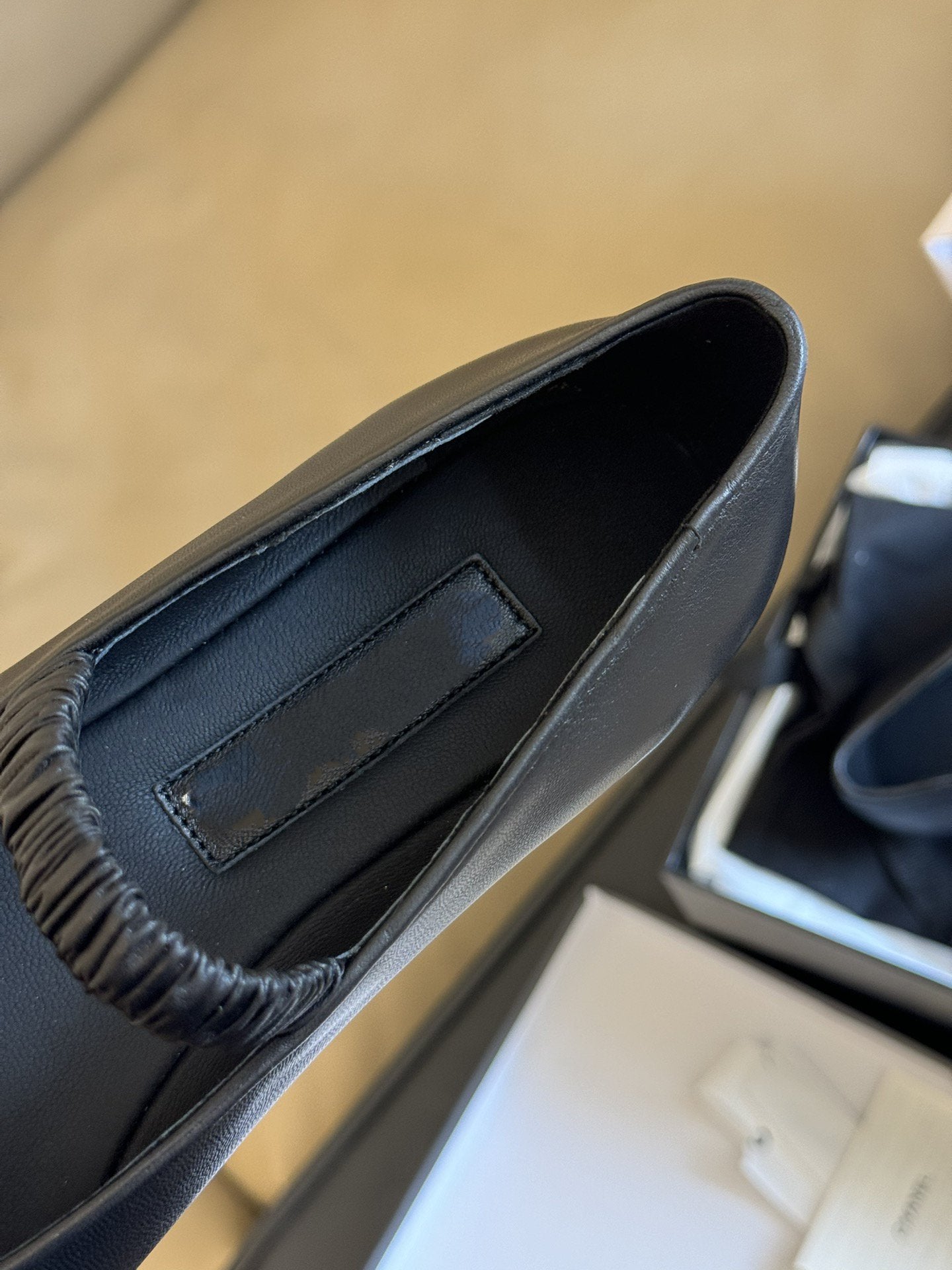 Luxury Chanel mary janes black lambskin grosgrain logo