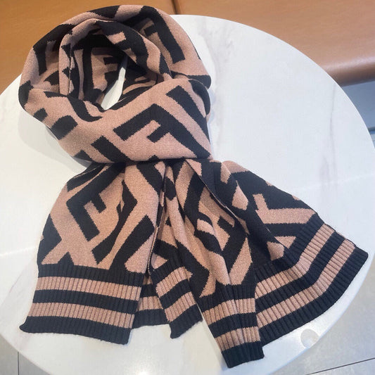 Luxury FendiFF 180 SCARF IN BROWN MIX BLACK CASHMERE AND WOOL