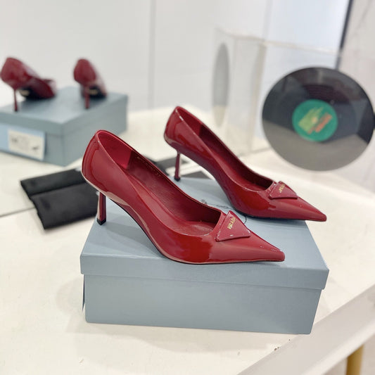 Luxury PradaPumps 75 Red Patent Leather
