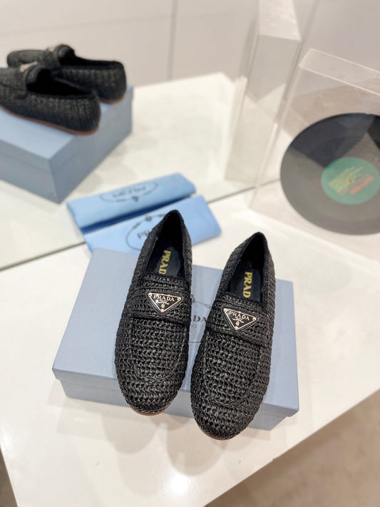 Luxury PradaCrochet Loafer 10mm Black