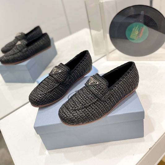 Luxury PradaCrochet Loafer 10mm Black