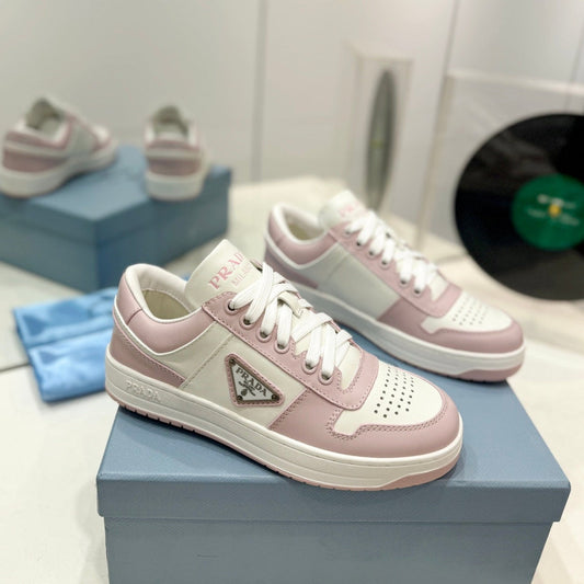 Luxury PradaDOWNTOWN NAPPA SNEAKERS WHITE AND BLUSH CALFSKIN