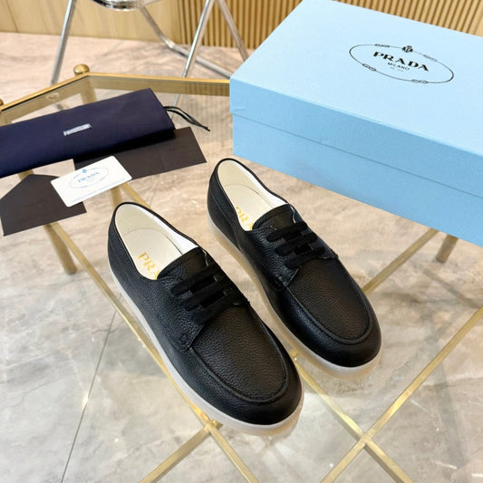 Luxury PradaLACE-UP SHOES BLACK CALFSKIN