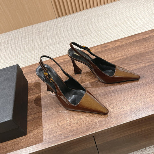 Luxury Saint Laurent SL DUNE SLINGBACK PUMPS COPPER POLISHED CALFSKIN