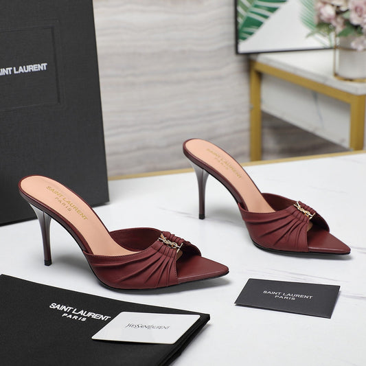Luxury Saint Laurent SL BABYLONE MULES 10 JAM SMOOTH CALFSKIN