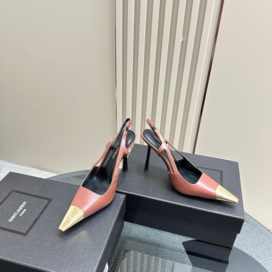Luxury Saint Laurent SL JEANNE SLINGBACK PUMPS BRICK CALFSKIN