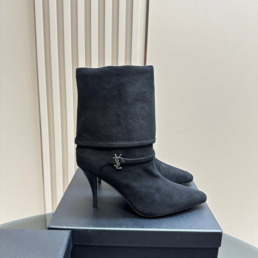 Luxury Saint Laurent NIKI BOOTIES IN BLACK SUEDE