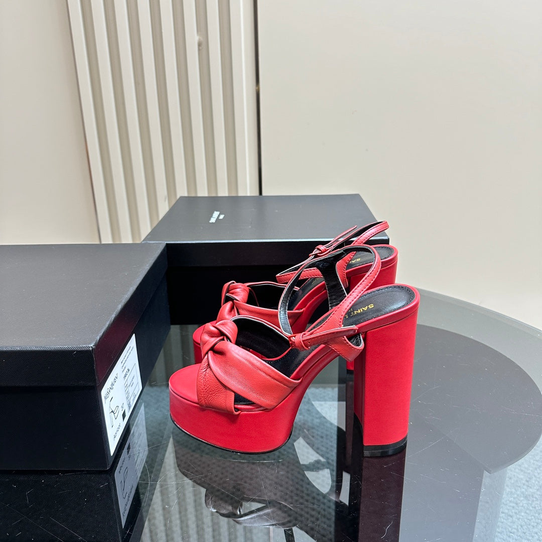 Luxury Saint Laurent BIANCA PLATFORM SANDALS IN RED LAMBSKIN