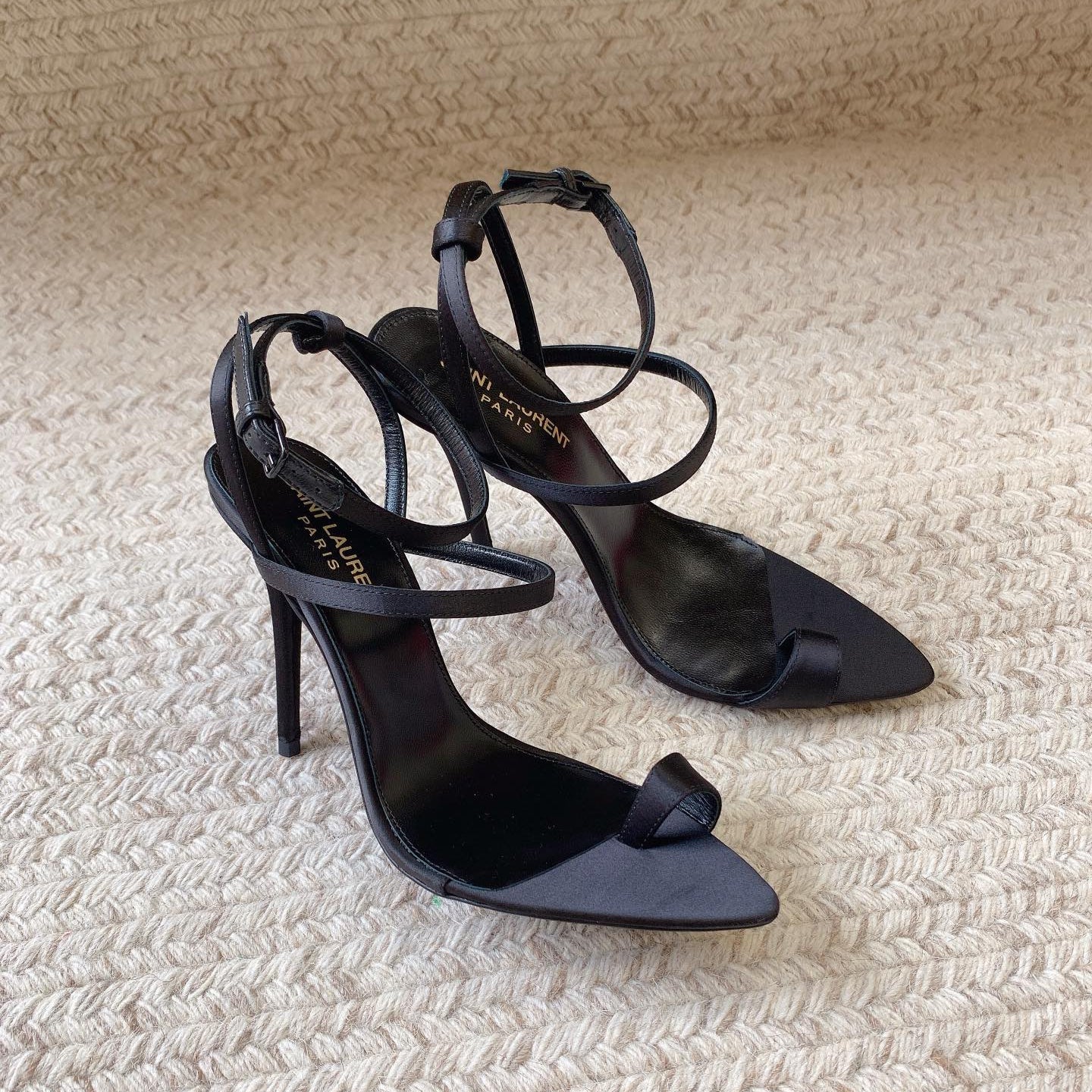 Luxury Saint Laurent HIGH FLIP FLOPS SANDAL WITH STRAP IN BLACK SILK