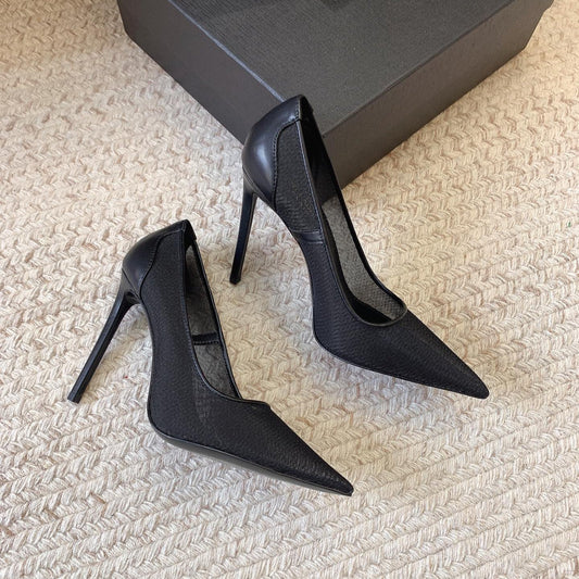 Luxury Saint Laurent NORMA PUMPS IN BLACK MESH