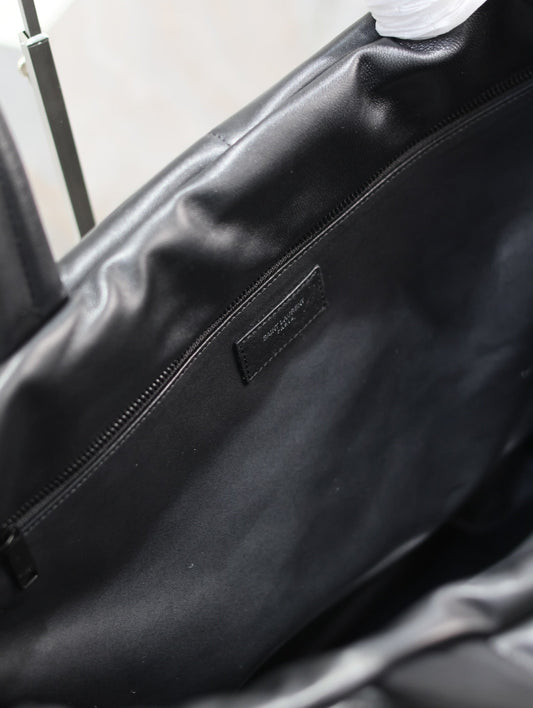 Luxury Saint Laurent PUFFER LARGE TOTE BAG 57 IN BLACK NAPA LAMBSKIN