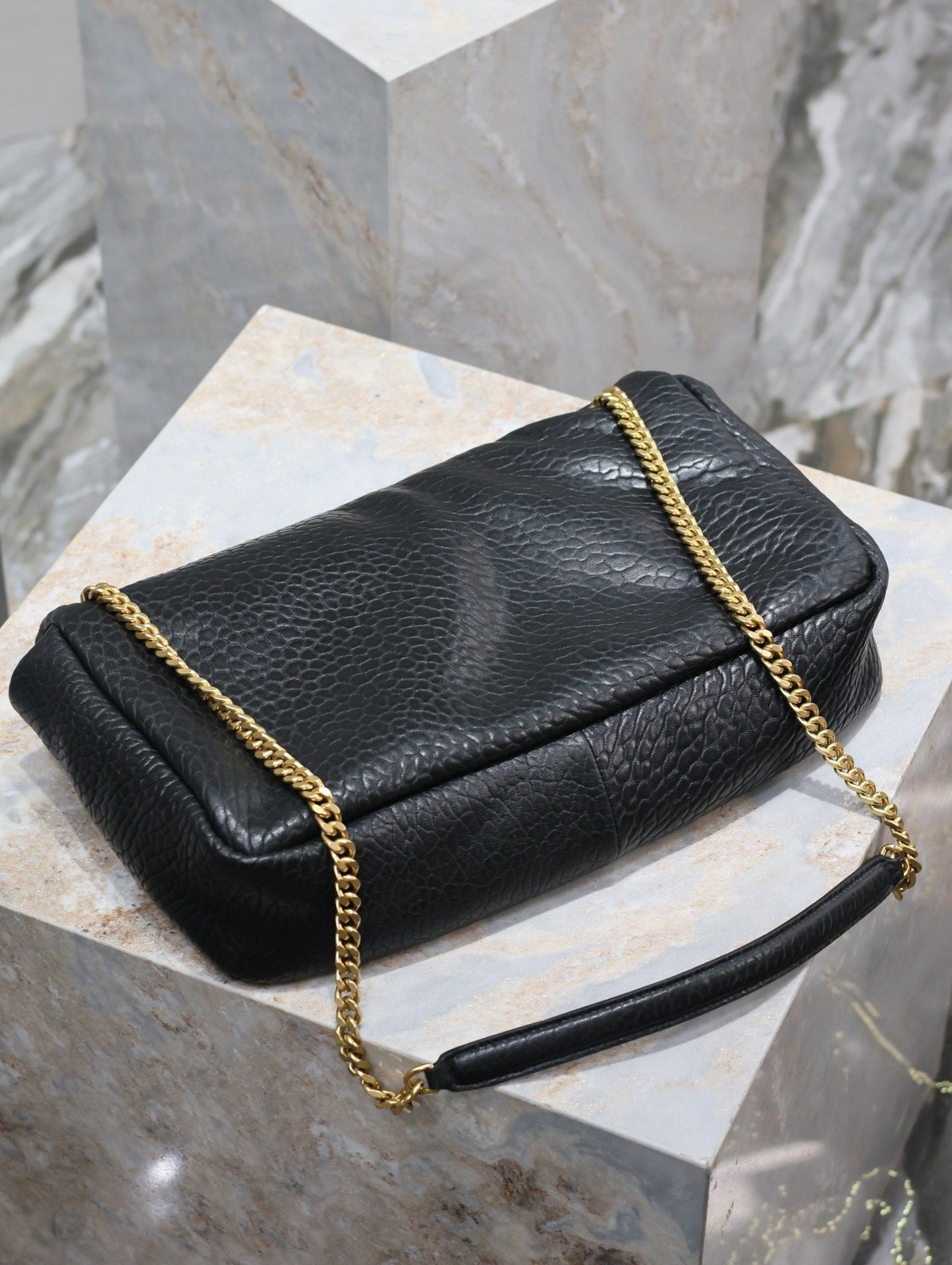Luxury Saint Laurent CALYPSO BAG 35 IN BLACK LAMBSKIN GOLD HARDWARE