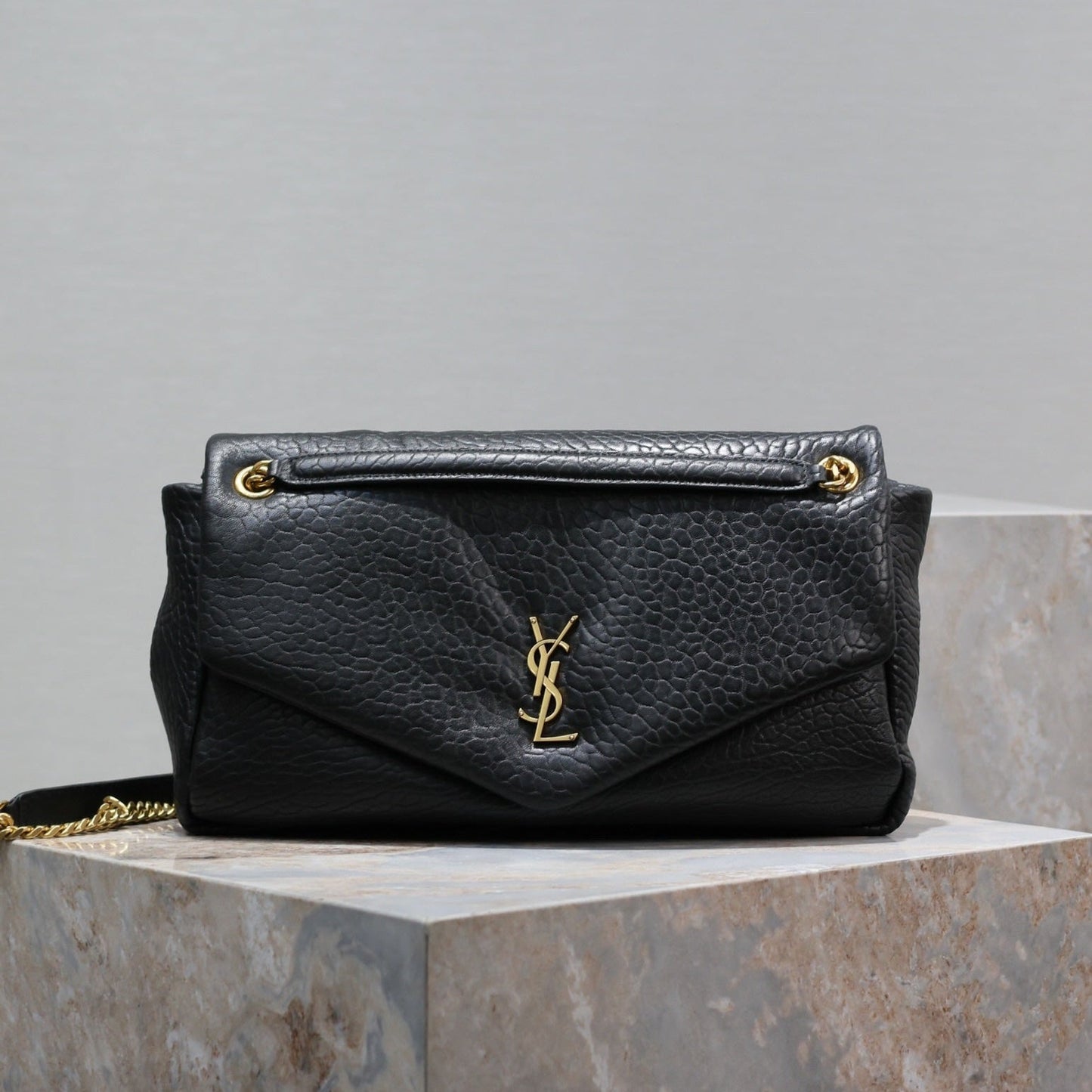 Luxury Saint Laurent CALYPSO BAG 35 IN BLACK LAMBSKIN GOLD HARDWARE