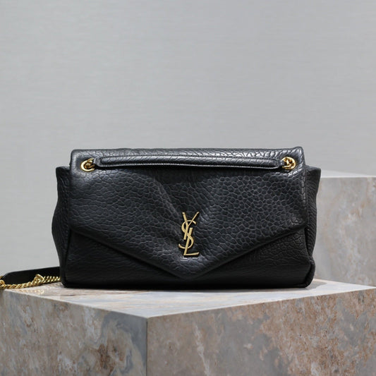Luxury Saint Laurent CALYPSO BAG 35 IN BLACK LAMBSKIN GOLD HARDWARE