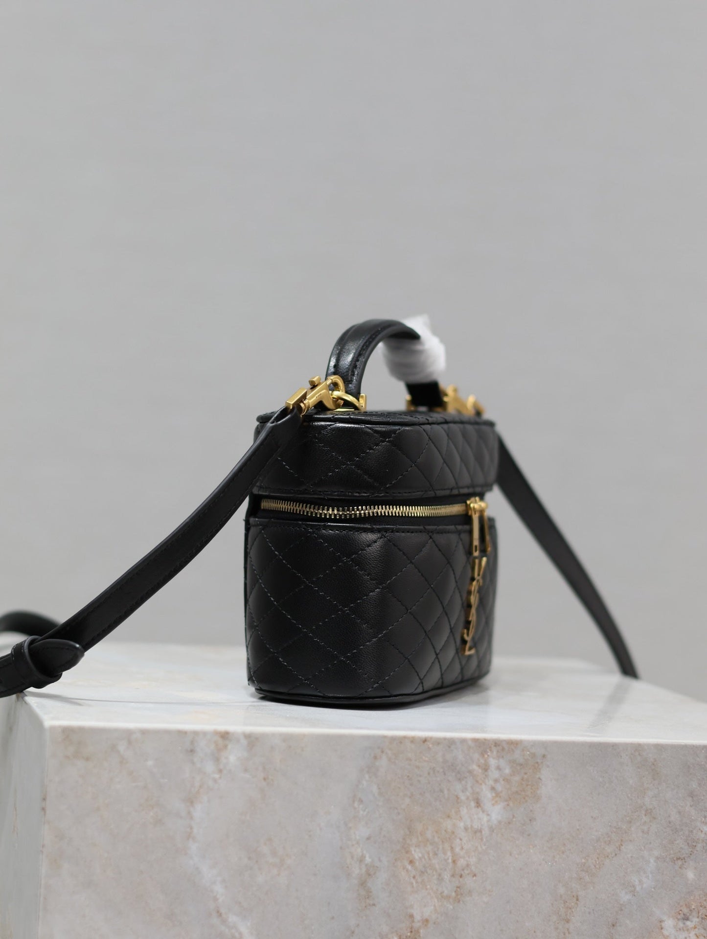Luxury Saint Laurent GABY MINI VANITY 18 IN BLACK QUILTED LAMBSKIN GOLD HARDWARE
