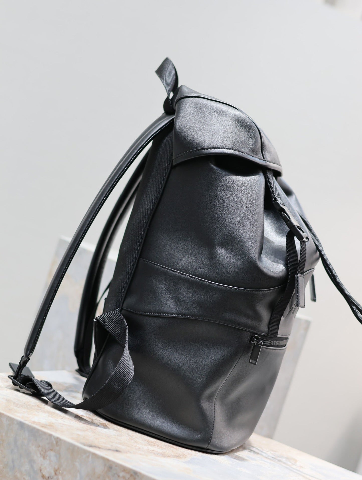 Luxury Saint Laurent BACKPACK 45 IN BLACK CALFSKIN WITH EMBOSSED LOGO