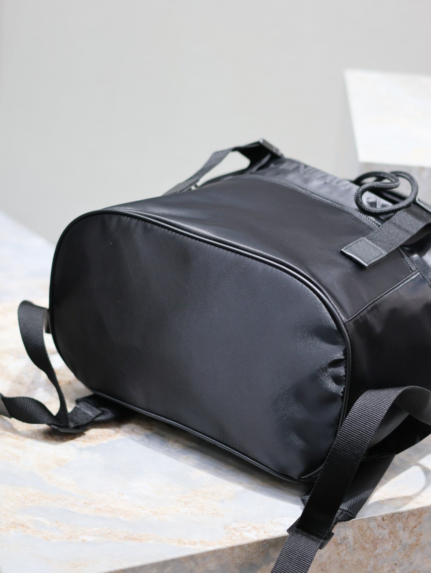 Luxury Saint Laurent WATERPROOF BACKPACK 45 IN BLACK NYLON WITH EMBOSSED LOGO