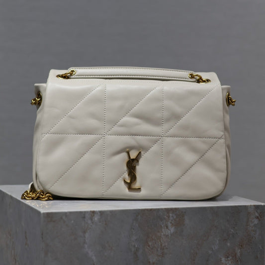 Luxury Saint Laurent JAMIE 4.3 SMALL BAG 25 IN WHITE LAMBSKIN GOLD HARDWARE