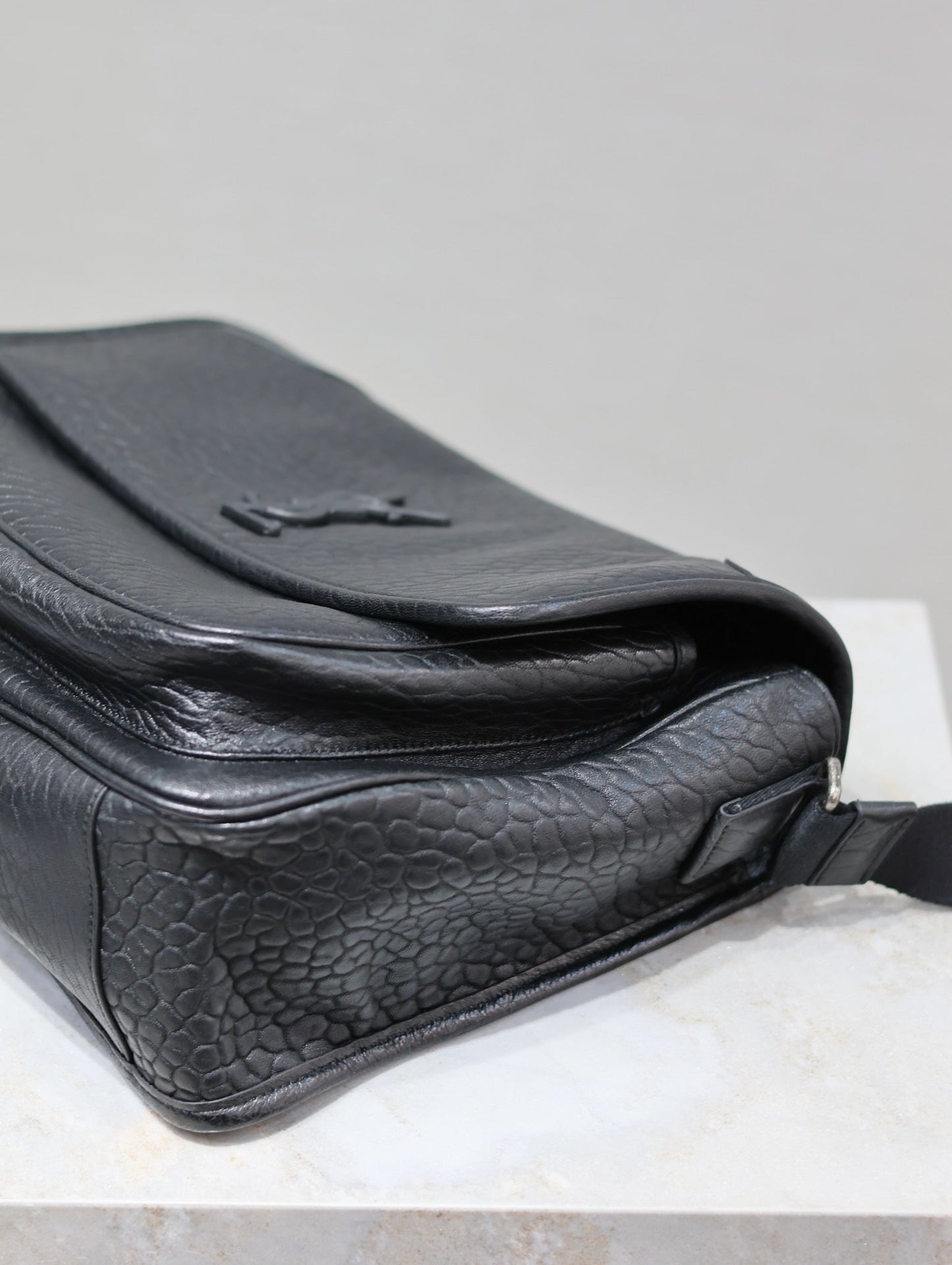 Luxury Saint Laurent NIKI LARGE 32 IN BLACK ELEPHANT PATTERN LAMBSKIN