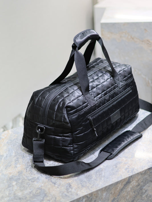 Luxury Saint Laurent TRAVEL TOTE BAG 50 IN BLACK PLAID NYLON
