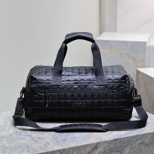 Luxury Saint Laurent TRAVEL TOTE BAG 50 IN BLACK PLAID NYLON