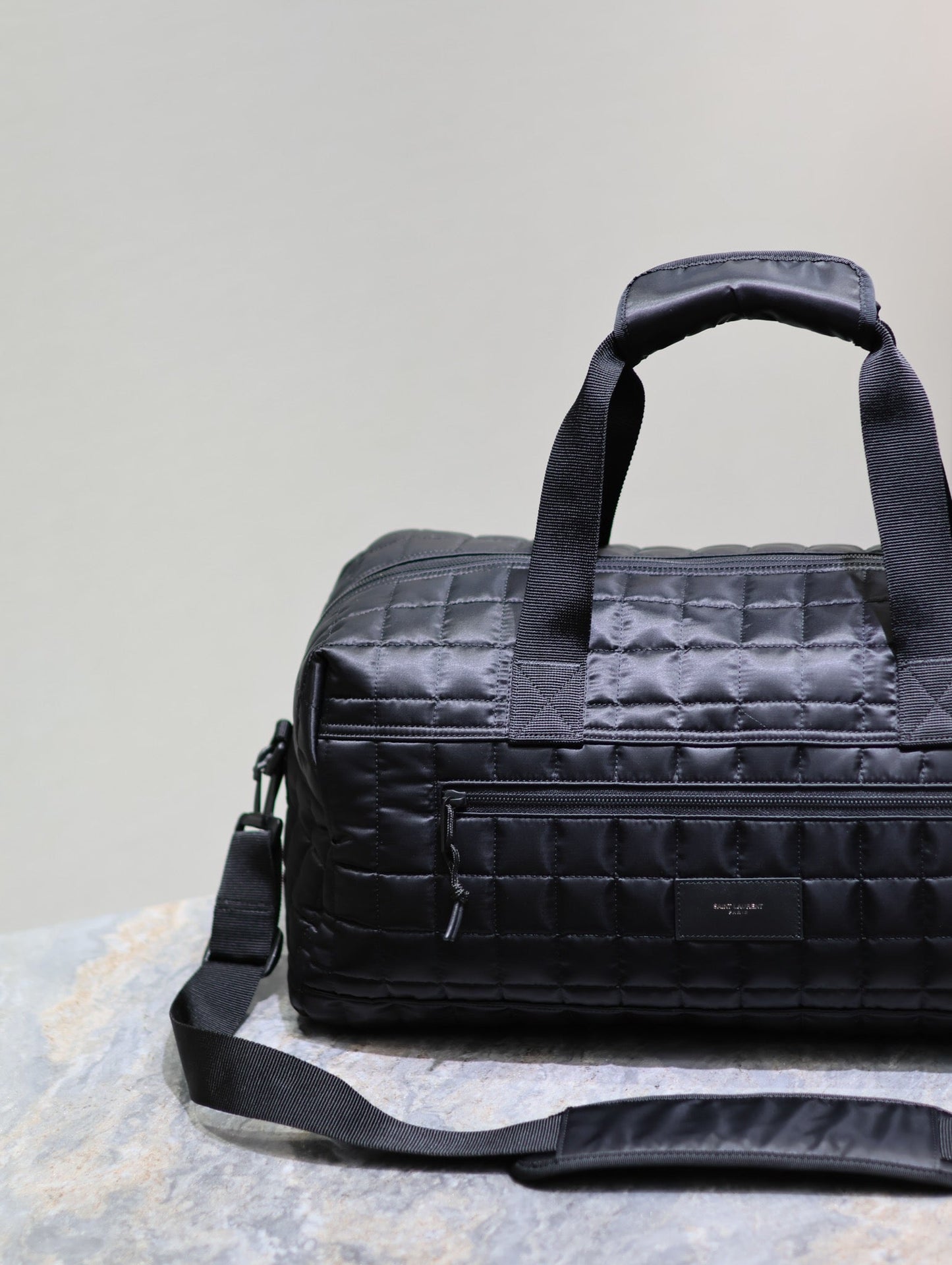 Luxury Saint Laurent TRAVEL TOTE BAG 50 IN BLACK PLAID NYLON