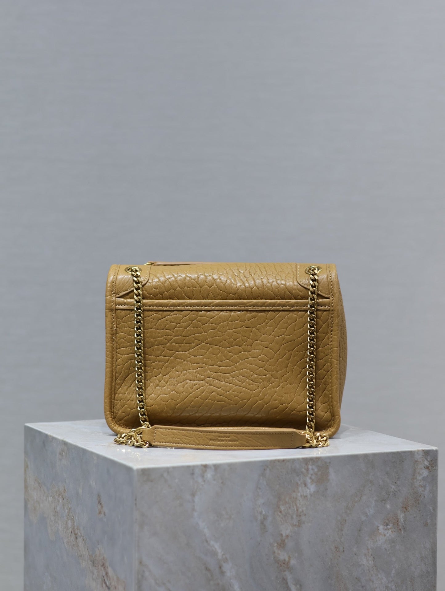 Luxury Saint Laurent NIKI BABY 22 IN DIJON YELLOW ELEPHANT PATTERN LAMBSKIN