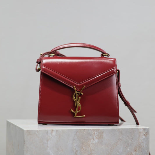 Luxury Saint Laurent CASSANDRA MINI TOP HANDLE BAG 20 IN RED CALFSKIN GOLD HARDWARE