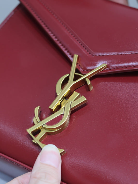 Luxury Saint Laurent CASSANDRA MINI TOP HANDLE BAG 20 IN RED CALFSKIN GOLD HARDWARE