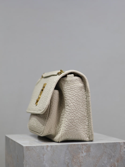 Luxury Saint Laurent NIKI MEDIUM 28 IN WHITE ELEPHANT PATTERN LAMBSKIN GOLD LOGO