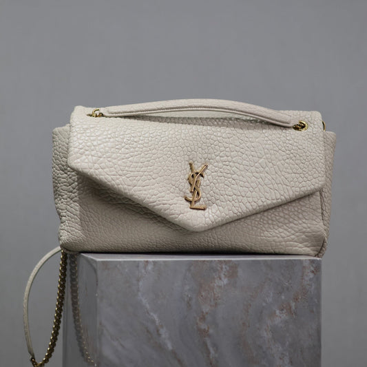 Luxury Saint Laurent CALYPSO BAG 35 IN WHITE LAMBSKIN GOLD HARDWARE
