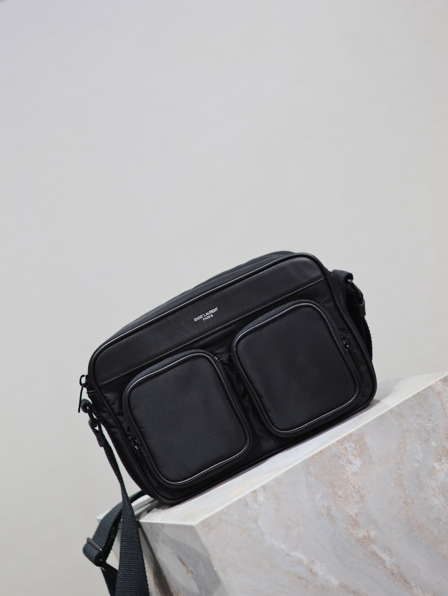 Luxury Saint Laurent CITY CAMERA BAG 24 IN BLACK ECONYL