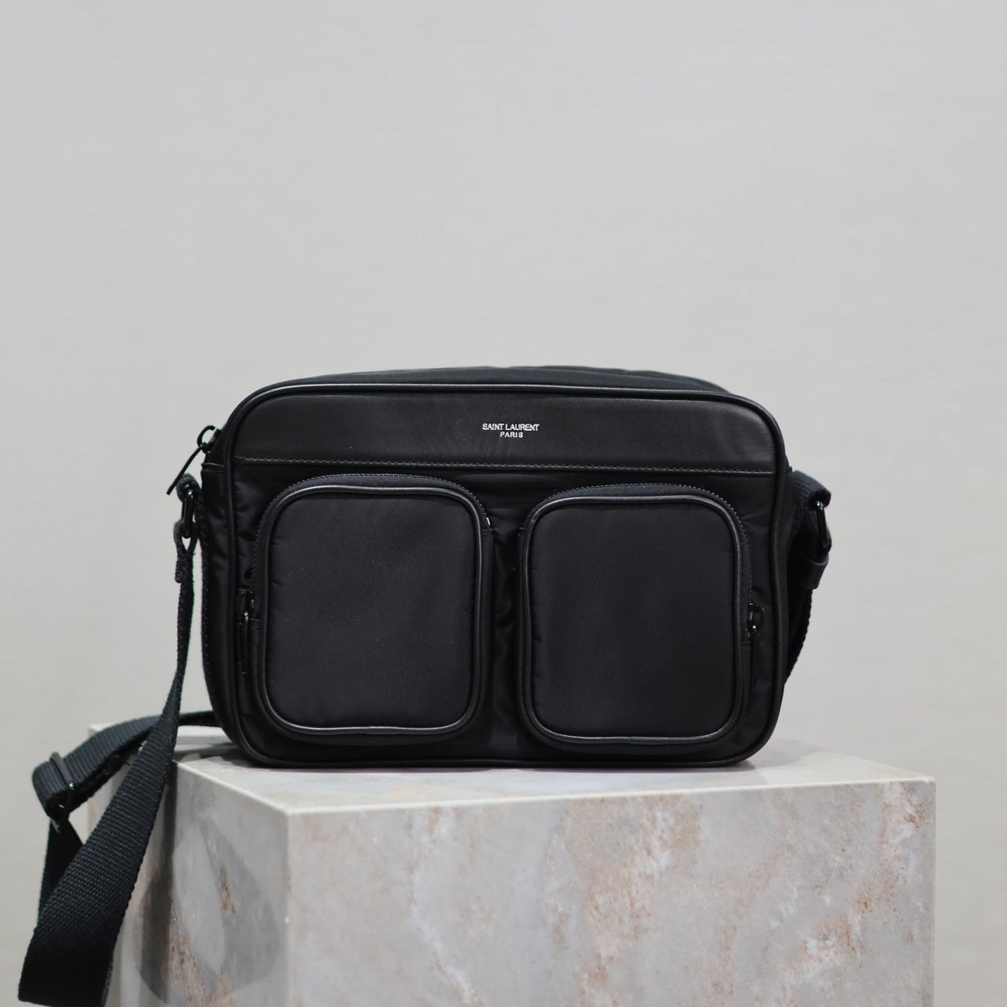 Luxury Saint Laurent CITY CAMERA BAG 24 IN BLACK ECONYL
