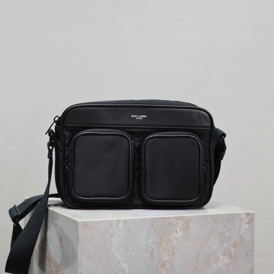 Luxury Saint Laurent CITY CAMERA BAG 24 IN BLACK ECONYL