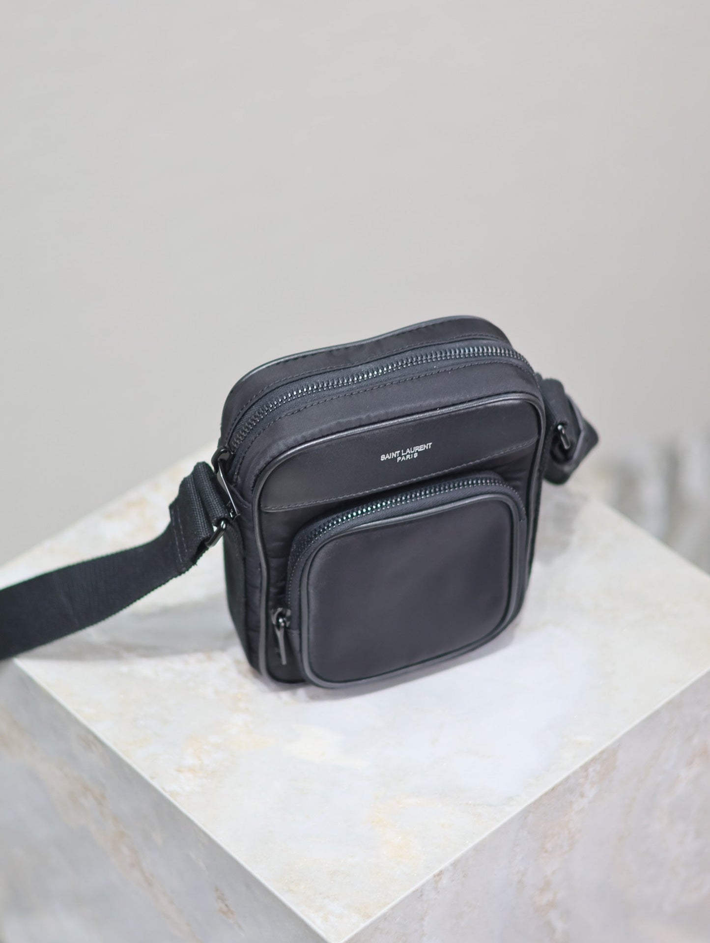 Luxury Saint Laurent CITY MINI CAMERA BAG 18 IN BLACK ECONYL