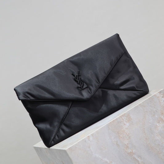 Luxury Saint Laurent ENVELOPE CLUTCH 29 IN BLACK NYLON BLACK LOGO