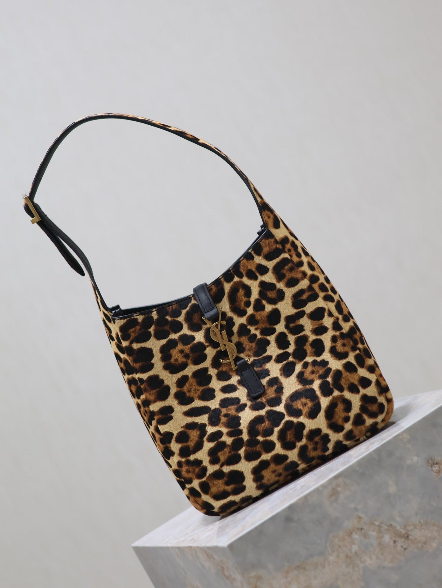Luxury Saint Laurent LE 5 À 7 SMALL SUPPLE 23 IN LEOPARD PRINT CALFSKIN