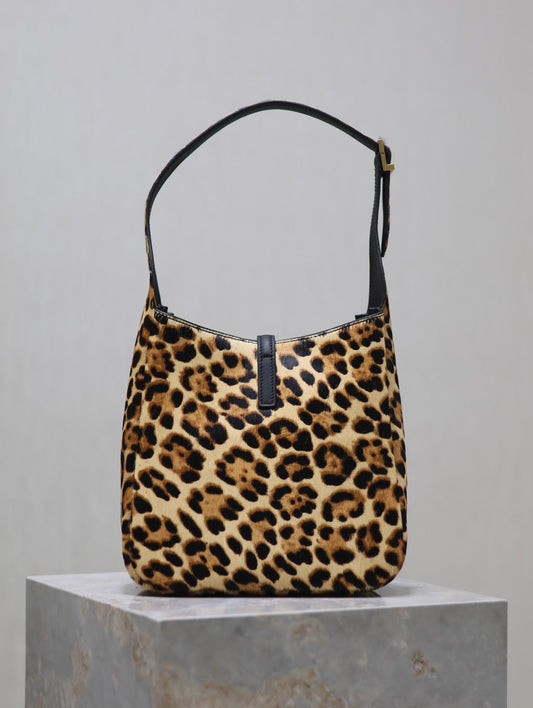 Luxury Saint Laurent LE 5 À 7 SMALL SUPPLE 23 IN LEOPARD PRINT CALFSKIN