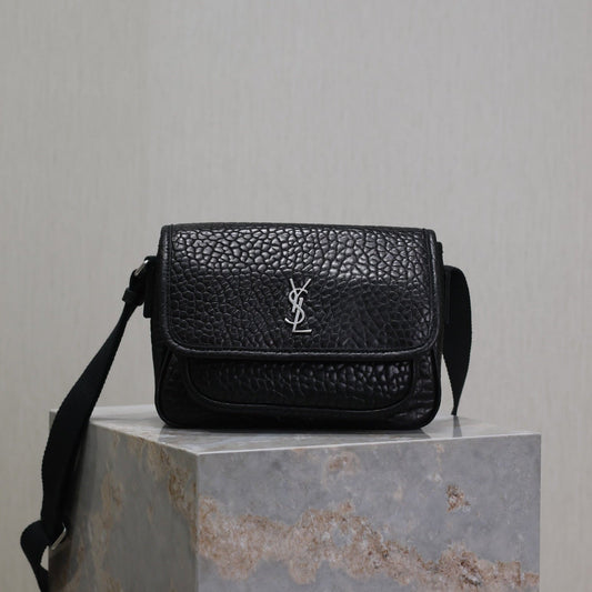 Luxury Saint Laurent NIKI BABY 22 IN BLACK ELEPHANT PATTERN LAMBSKIN SILVER LOGO