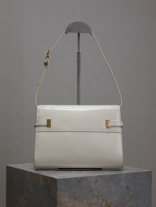 Luxury Saint Laurent MANHATTAN SMALL 24 IN WHITE SMOOTH LAMBSKIN GOLD HARDWARE